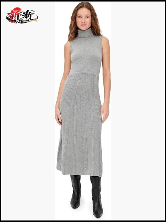 Dresses & Skirts - Mid-weight Stretch Knit Fit & Flare Midi Dress with Turtle Neck